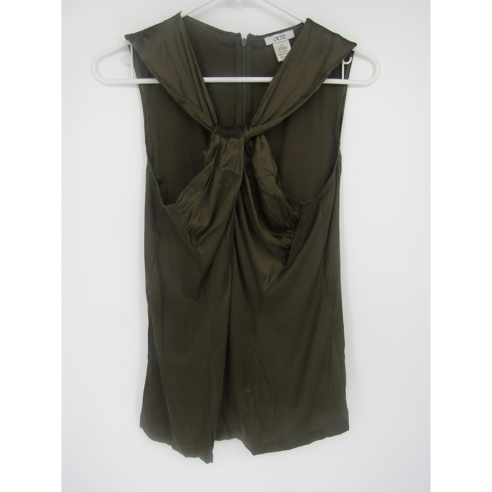 Cache Silk Blend Tank Top Medium Olive Green Draped Gorpcore Y2K Earthy Minimal